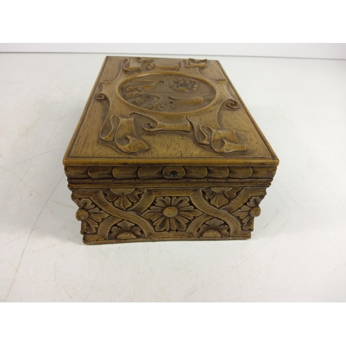 69 - Decorative trinket box showing the four Nations symbols, 18 x 12 x 8cms