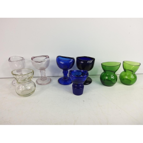 78 - Vintage eye baths including coloured glass