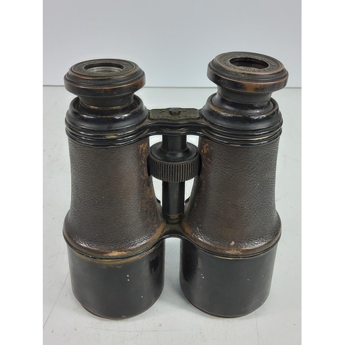 81 - Pair of antique field binoculars by W. Gregory of 51 The Strand with military markings