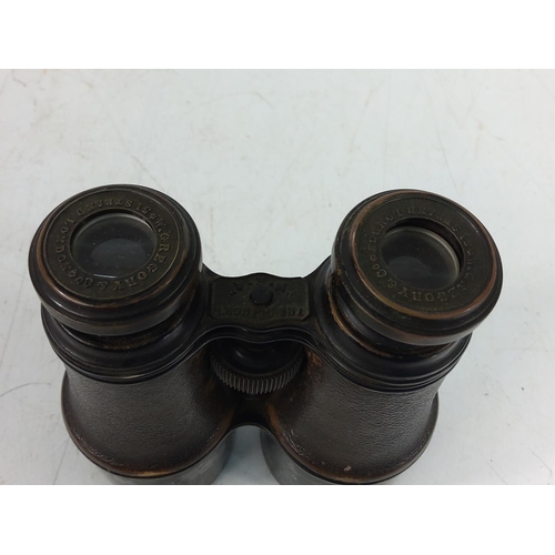 81 - Pair of antique field binoculars by W. Gregory of 51 The Strand with military markings