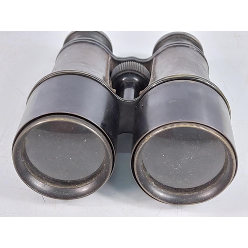 81 - Pair of antique field binoculars by W. Gregory of 51 The Strand with military markings