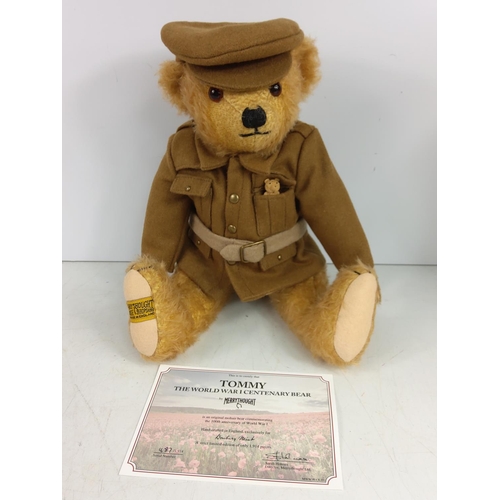 95 - Cased Merrythought WWI Soldier bear