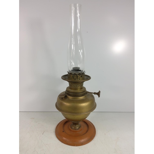 113 - Brass oil lamp, 50cms in height