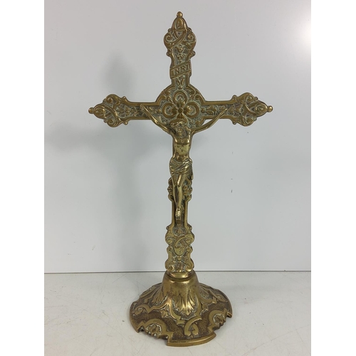 118 - Brass crucifix and chinese porcelain doll