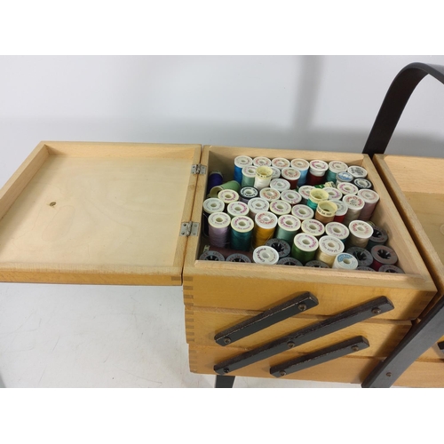 14 - Vintage cantilever sewing box and contents