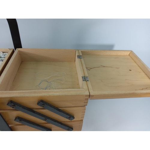 14 - Vintage cantilever sewing box and contents