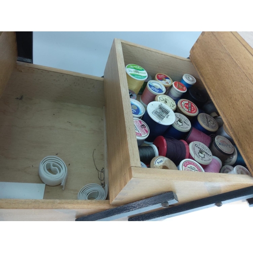 14 - Vintage cantilever sewing box and contents