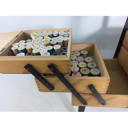 14 - Vintage cantilever sewing box and contents