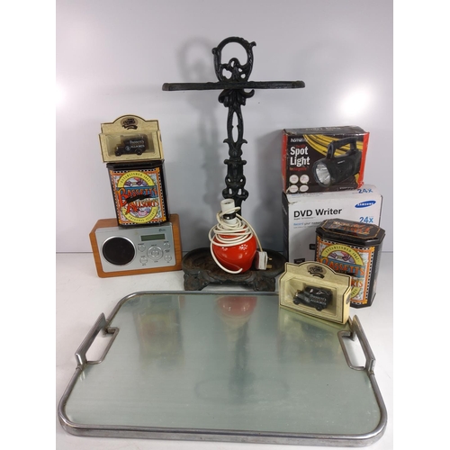 45 - Cast iron stick stand and sundries