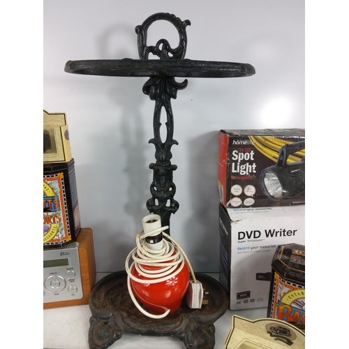 45 - Cast iron stick stand and sundries