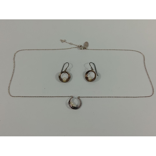 161 - Sterling silver Oliver Bonas boxed necklace and earrings set, 4.9g gross