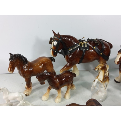 24 - Box of stoneware and box of horse figures