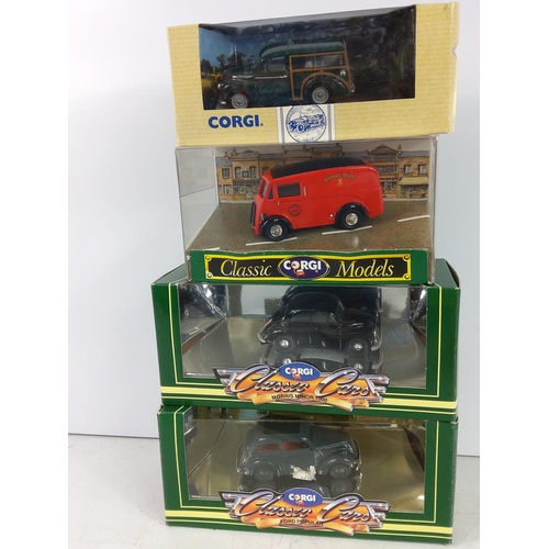 47 - 5 boxed Corgi model buses and 11 various model vehicles