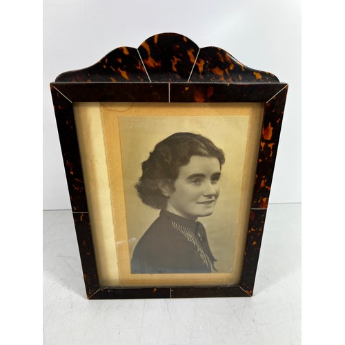 19 - Antique tortoise shell frame, 30 x 21cms