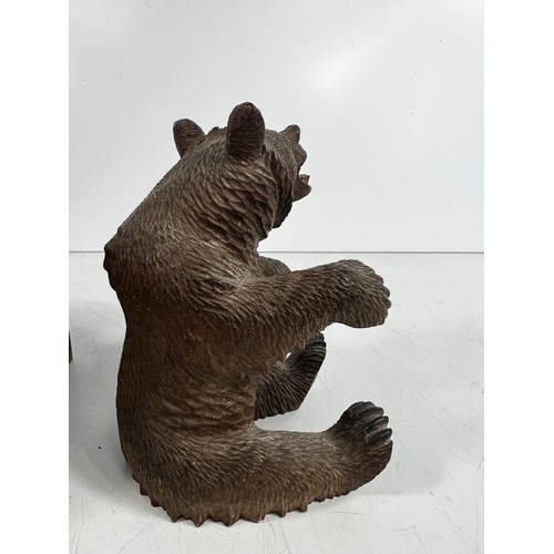 74 - Black forest carved bear decorated cigarette dispenser & carved black forest bear, bear is 13cms in ... 