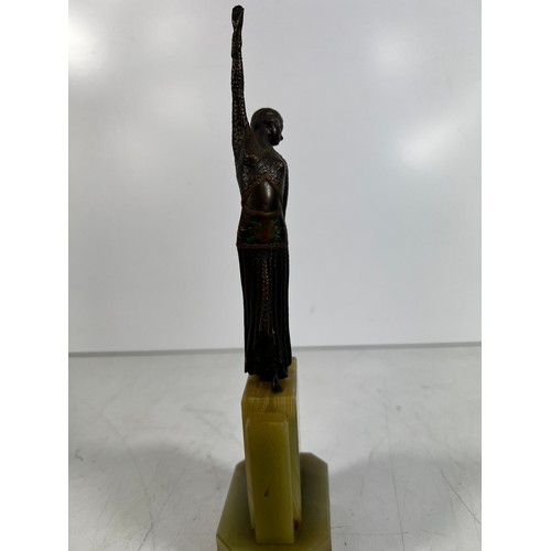 78 - Vintage cast bronze dancing lady on onyx base, 22cms in height