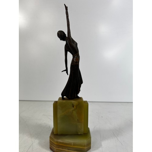 78 - Vintage cast bronze dancing lady on onyx base, 22cms in height