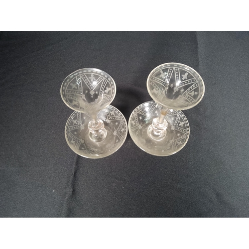 100 - Pair of etched glass epergne