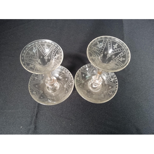 100 - Pair of etched glass epergne