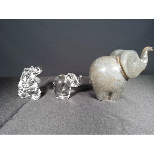 101 - 3 Glass elephant figures, Wedgwood, Langham & Villeroy & Boch