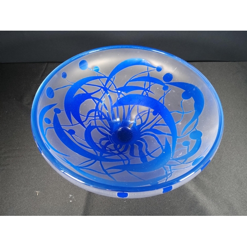 110 - Large Etched art glass bowl, 31cms in height