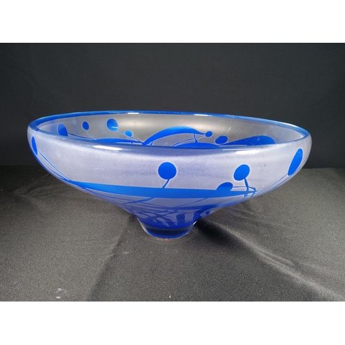 110 - Large Etched art glass bowl, 31cms in height