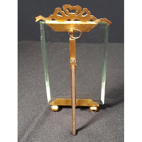 120 - Antique glass and gilded metal frame along with two copper military hat snuff boxes - one dated 1918