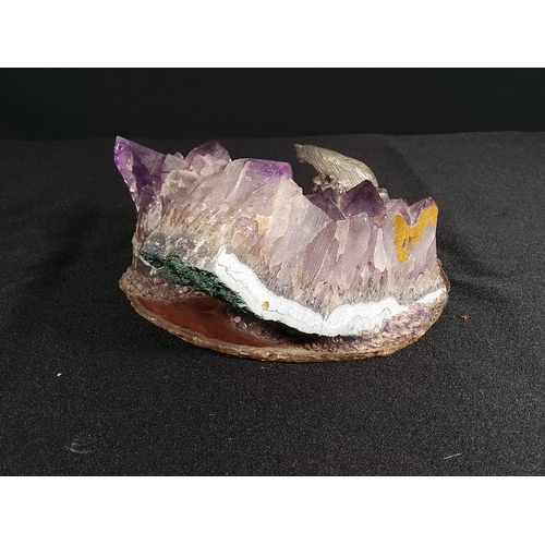 91 - Amethyst and polished stone sculpture