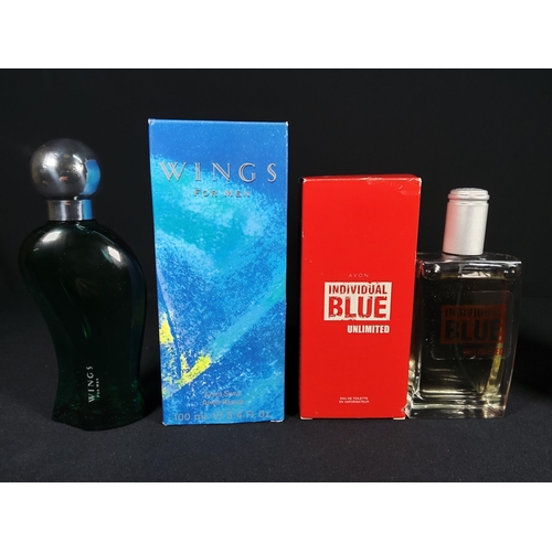 34 - 4 Bottles of perfume - Wings For MEn 100ml, Nina Ricci 50ml, Tweed 15ml & Avon Individual Blue