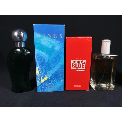 34 - 4 Bottles of perfume - Wings For MEn 100ml, Nina Ricci 50ml, Tweed 15ml & Avon Individual Blue