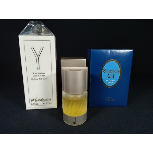 38 - 2 bottles of Perfume & 1 bottle of body lotion- Dunhill 50ml, Singapore Girl 28ml & YSL Body lotion ... 