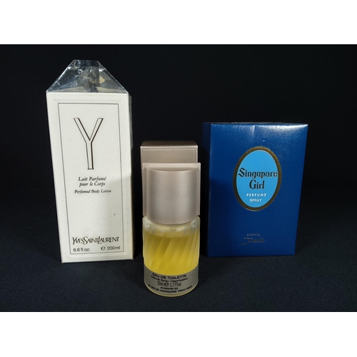 38 - 2 bottles of Perfume & 1 bottle of body lotion- Dunhill 50ml, Singapore Girl 28ml & YSL Body lotion ... 