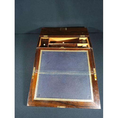 181 - Antique mother of pearl inlaid writing slope, 34 x 21 x 9cms