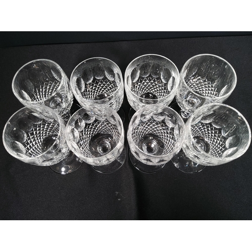 81 - Set of 8 Waterford crystal wine glasses, height 12cms & 7cms diameter