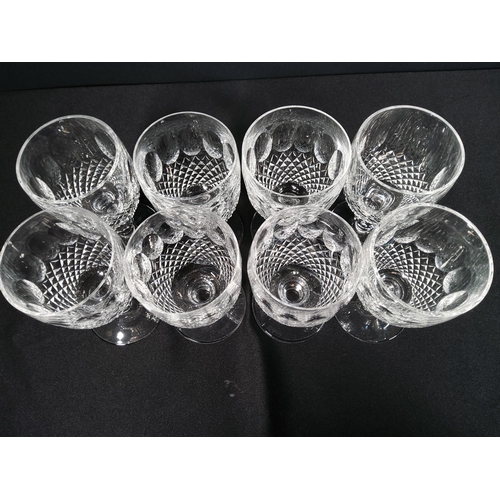 81 - Set of 8 Waterford crystal wine glasses, height 12cms & 7cms diameter