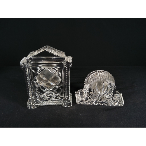 143 - 2 Waterford crystal glass clocks, largest being 11cms in height