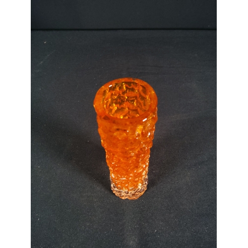 148 - Whitefriars bark effect orange vase, 14.5cms in height