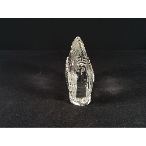 155 - Swedish glass Viking Ship by Lindshammar, 8.5cms in height by 11cms in length