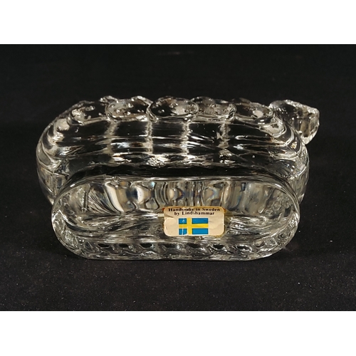 155 - Swedish glass Viking Ship by Lindshammar, 8.5cms in height by 11cms in length