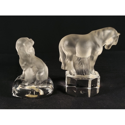 156 - Glass dog and glass horse, tallest being 10cms in height