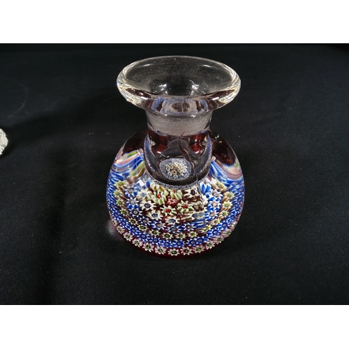 160 - Antique cut glass and silver atomiser and Mille Fiori bottle and stopper