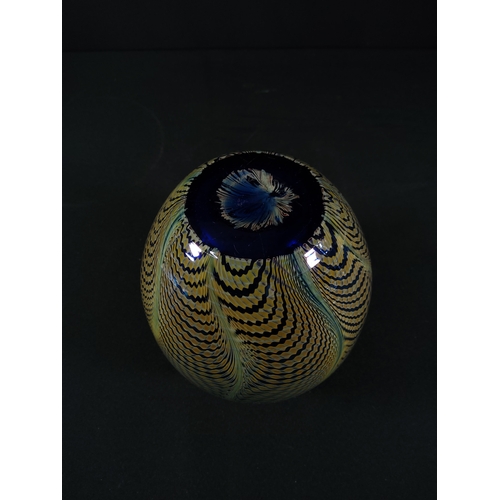 162 - Iridescent art glass vase, 14cms in height