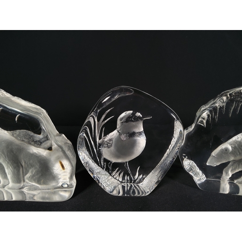 164 - 4 signed swedish glass animal plaques