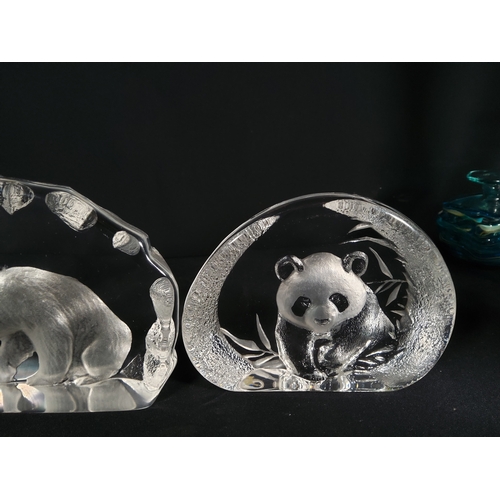 164 - 4 signed swedish glass animal plaques