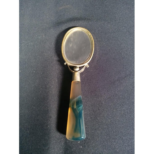 187 - Vintage agate mounted hand mirror