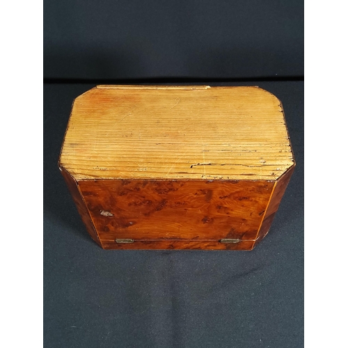 192 - Antique cross banded tea caddy, 12 x 19 x 11cms