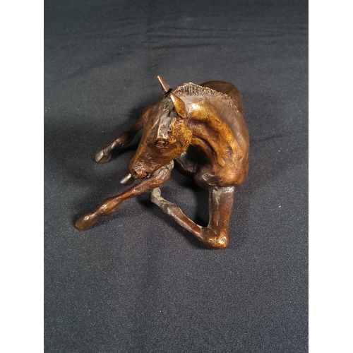 197 - Cast Bronze foal, 15cms in length and 8cms in height