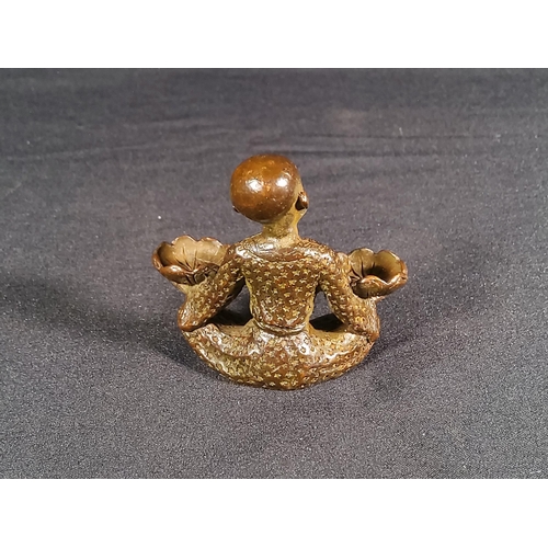 198 - Cast bronze oriental boy with baskets, 5.5cms in height