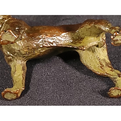 200 - Antique cast bronze dog figure, 7cms in length by 6cms in height