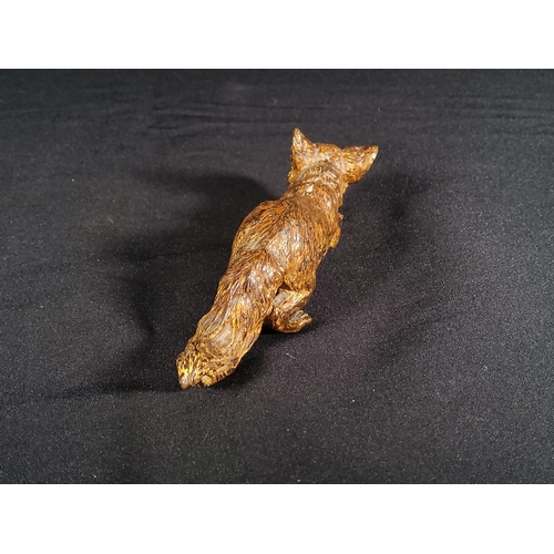 201 - Antique cold painted cast bronze fox, 12cms in length